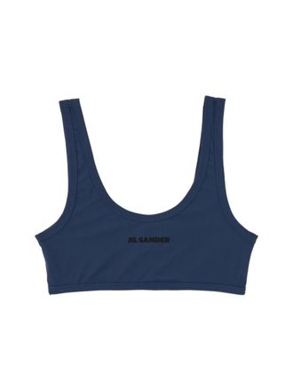 Jil Sander Blue Logo Bikini Top Swimwear