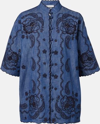 Zimmermann Aster embroidered denim shirt