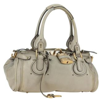 Chlo&eacute; Paddington Lock Leather Beige Leather Handbag (Pre-Owned)