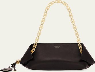 Ferragamo Scarf Smooth Leather Gancio Shoulder Bag