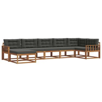 vidaXL Conjunto De Sof&aacute;s De Exterior 7 Pcs Natural Y Antracita Vidaxl