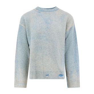 Represent Round-neck Knitwear, male, Blue, Size: S Ribbed Knit Crew-Neck Sweater