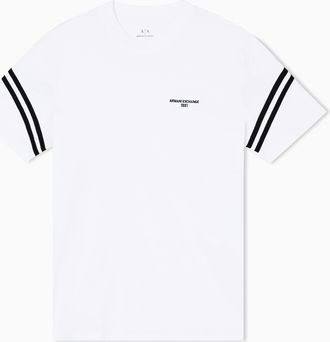 A|X Armani Exchange Mens Arm Band Text Logo Tee T-Shirt, Off White, XXL