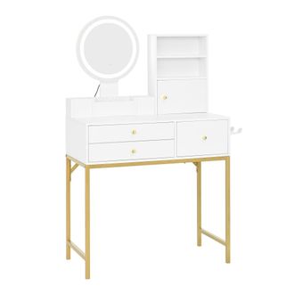 Urban Meuble Tocador blanco moderno con espejo LED redondo