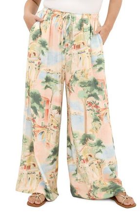 City Chic Halle Print Pants in Sardinia at Nordstrom, Size Xxxs