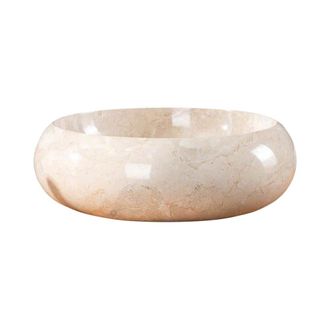 Wanda Collection Lavabo sobre encimera redondo de m&aacute;rmol crema 40 cm