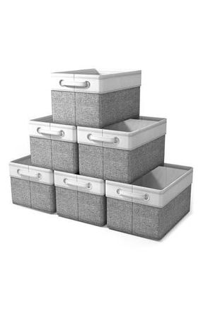 Sorbus 6-Pack Collapsible Fabric Storage Bins in Gray/White at Nordstrom Rack