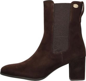 Fred De La Bretoniere Bruine Chelsea Enkellaarsjes Farah - Dames - Laarzen met Hak - Bruin - 37 EU - Wol - Schoenen
