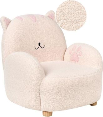 Beliani Kids Armchair Cat ZOAR Boucle Off-White