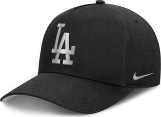 Nike Los Angeles Dodgers Rise Nike Mens Dri-FIT MLB A-Frame Trucker Adjustable Hat in Black | NB1E0FBPLD-HWD