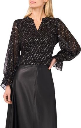 Vince Camuto Foil Print Chiffon Top in Rich Black at Nordstrom Rack, Size X-Large P