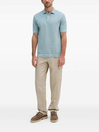 Hackett ribbed-knit polo shirt - men - Cotton - L - Blue