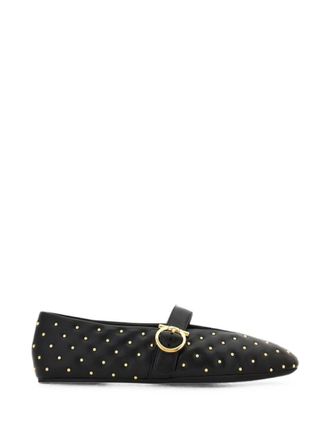 Ferragamo Black Leather Ballet Flats
