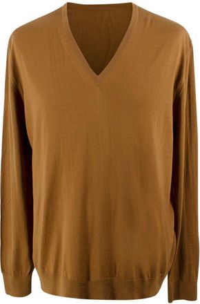 Bespoke Brown Fine Knit V Neck Sweater Size XL