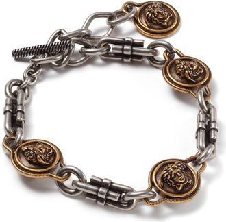 Versace Novantatr&eacute; Mixed Metal Bracelet in Palladium 82-Gold 82 at Nordstrom