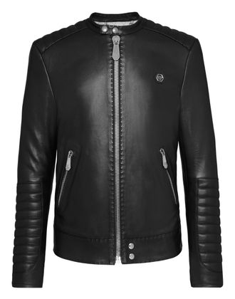 Philipp Plein Lambskin handstitched Moto Jacket Iconic Plein