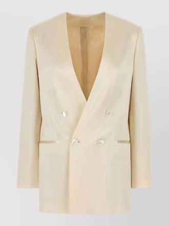 Alberta Ferretti satin blazer double breasted button detailing pockets
