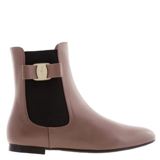 Ferragamo Leather Vara Bow Chelsea Boots, Size 7 C