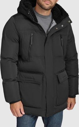 Andrew Marc Essential Water Resistant Faux Shearling Lined Down & Feather Insulated Puffer Parka in Black at Nordstrom Rack, Size Small