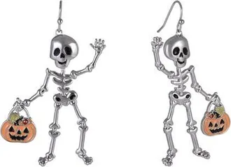 Hallmark Halloween Friendly Skeleton and Candy Bucket Earrings in Silver at Nordstrom