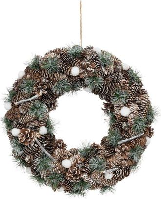 Atmosphera Corona Con Pi&ntilde;as Y Ramas De Purpurina 50cm - Atmosphera Cr&eacute;ateur DInt&eacute;rieur