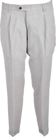 Laboratori Italiani Beige Tailored Pleated Cotton-Linen Pants