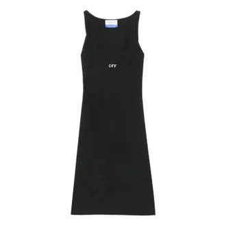 Off-white (WMNS) Off-White Off Stamp Rib Basic Tank Dress Black White OWDB304C99JER0021001