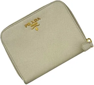 Prada Beige White Saffiano Metal Wallet (Bi-Fold) (Pre-Owned)
