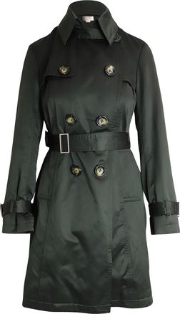 Michael Kors Pre-owned Womens Double-Breasted Trench Coat in Olive - Size Small