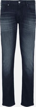 Emporio Armani Mens J06 Slim Fit Washed Dark Blue Jeans