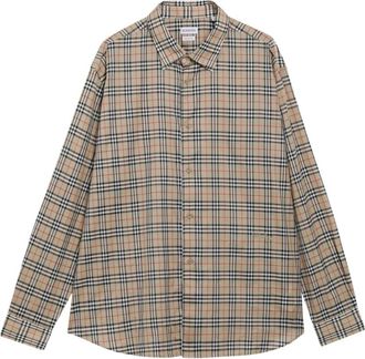 Burberry Radmar Check Shirt - Heren - Casual Overhemden - Beige - L - Katoen - Overhemden