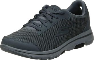 Skechers Mens Gowalk 5 Demitasse-Textured Knit Lace Up Performance Walking Shoe Sneaker, Charcoal/Black, Numeric_12_Point_5 X-Wide