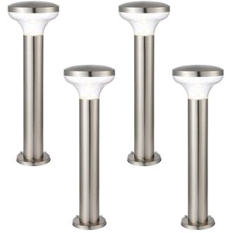 Loops 4 PACK Outdoor Post Bollard Light Marine Steel 0.5m LED Garden Driveway Path in Metallics