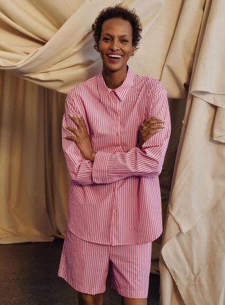 Contemporaine Womens Loose striped lightweight poplin shirt