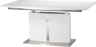 Vente-Unique Mesa de comedor extensible TRINITY - Acero inoxidable y MDF lacado blanco de Pascal MORABITO