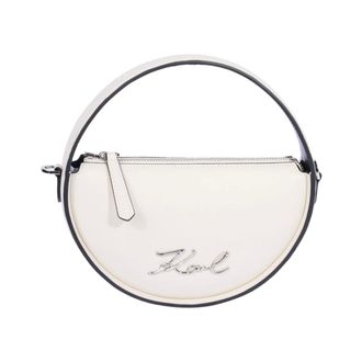 Karl Lagerfeld Handbags, female, White, Size: ONE SIZE K/Signature Round Crossbody