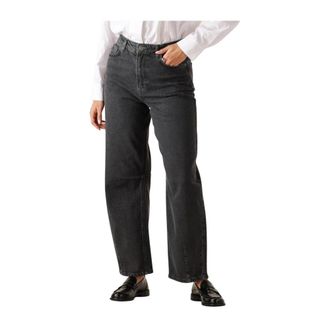 Selected Jeans, Dames, Grijs, W28, Katoen, Slfloose Barrel Ane-Kori MW Jeans