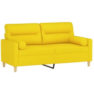 vidaXL Divano a 2 Posti con Cuscini Giallo Chiaro 140 cm in Tessuto vidaXL