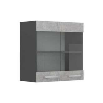 Vicco Armario De Cocina Con Vidrio R-line, Hormig&oacute;n, 60 Cm