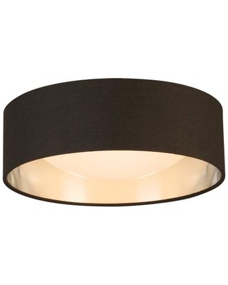 Eglo Eglo Orme Integrated Led 12 Ceiling Light With Black & Brushed Nickel Fabric Shade With White Acrylic Diffuser