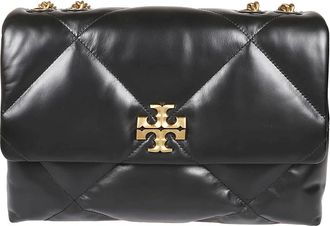 Tory Burch Tory Burch, Shoulder Bags, female, Black, Size: ONE SIZE Diamond Quilted Taupe Leather Bag