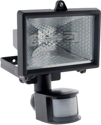 OEM Proyector Hal&oacute;geno Con Sensor De Movimiento - Negro - Grado De Protecci&oacute;n Ip44 - Tubo De L&aacute;mpara R7s De 120 W - Sensor Crepuscular - Alcance De Ilumin