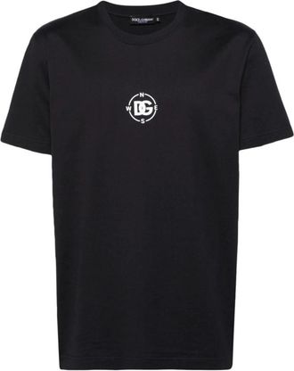 Dolce & Gabbana Cotton T-Shirt met Marina Print - Heren - T-shirts - Blauw - S - Katoen - Tops