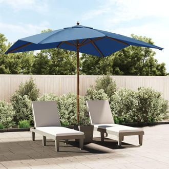 vidaXL Sombrilla De Jard&iacute;n Poste De Madera Azul Azure 300x300x273 Cm Vidaxl