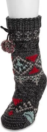 Muk Luks Chunky Fairisle Cabin Sock in Black at Nordstrom, Size Large