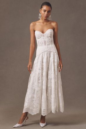 V. Chapman Carolena Lace Corset Two-Piece Set