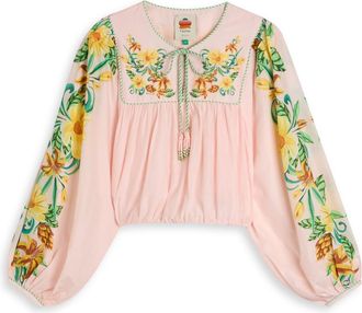 Farm Rio Botanical Floral-print Cotton Blouse - Pink - XL (UK16 / XL)