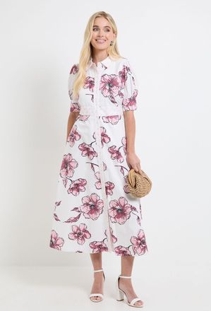 Wallis Womens Petite Summer Cotton Floral Shirt Dress - Pink - Size 20 UK
