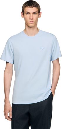 Sandro T-shirt with heart patch in Sky Blue at Nordstrom, Size Xx-Large