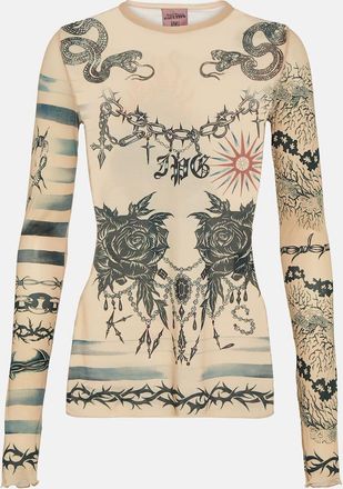 Jean Paul Gaultier x KNWLS printed mesh top